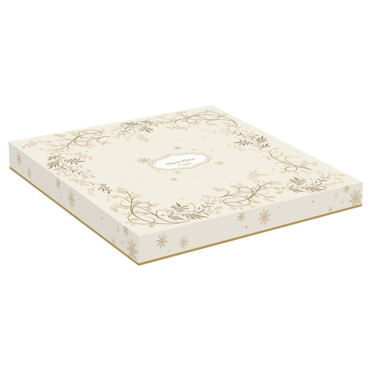 EASY LIFE Piatto Natalizio Bianco con Decoro Oro 33cm Vetro