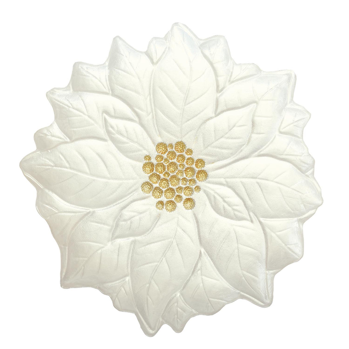EASY LIFE Sottopiatto Natalizio a Forma di Fiore in Vetro Bianco Perla 31 cm