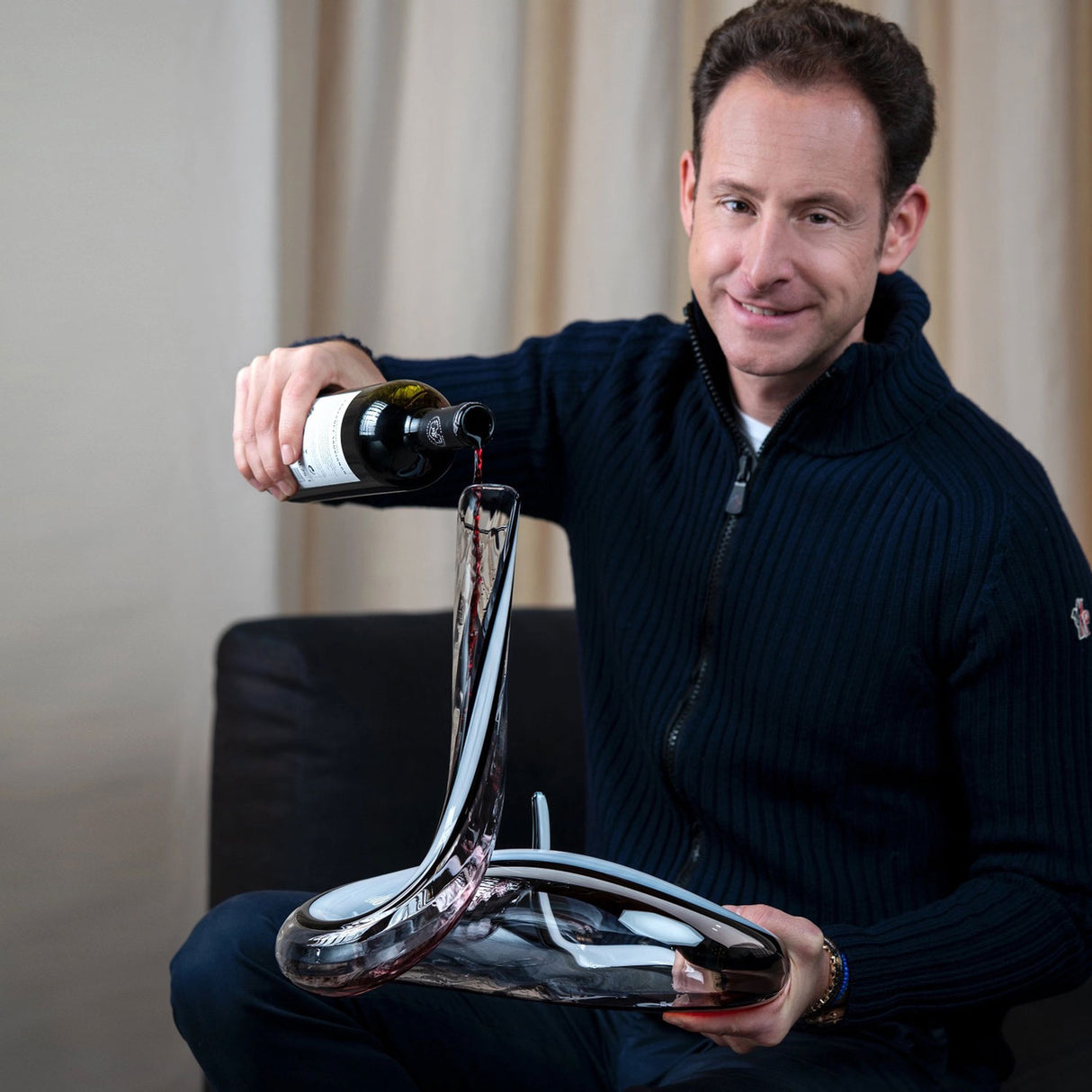 RIEDEL Mamba Ottico Decanter 1,5 Litri Cristallo Fatto a Mano Black White