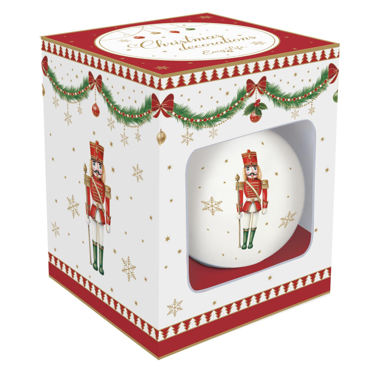 EASY LIFE Magie de Noel Addobbo Pallina di Natale Schiaccianoci 7cm Porcellana