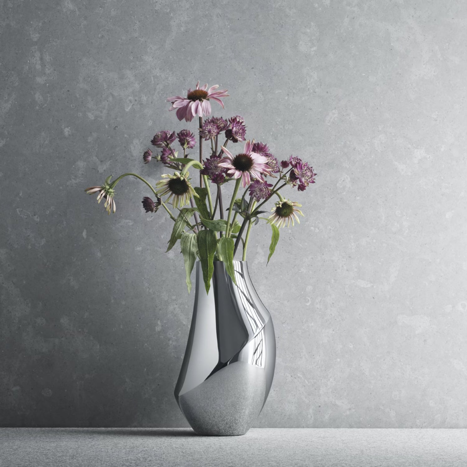 GEORG JENSEN Vaso Flora Medio 23 Acciaio Inox Lucidato a Specchio