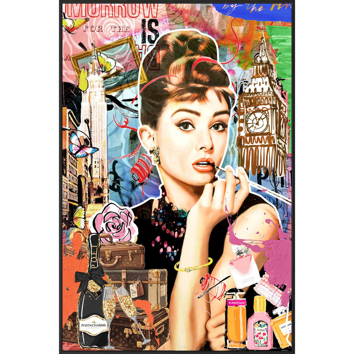 PALAIS ROYAL Quadro Stampa su Tela con LED Glossy Style Audrey Hepburn 80x120cm