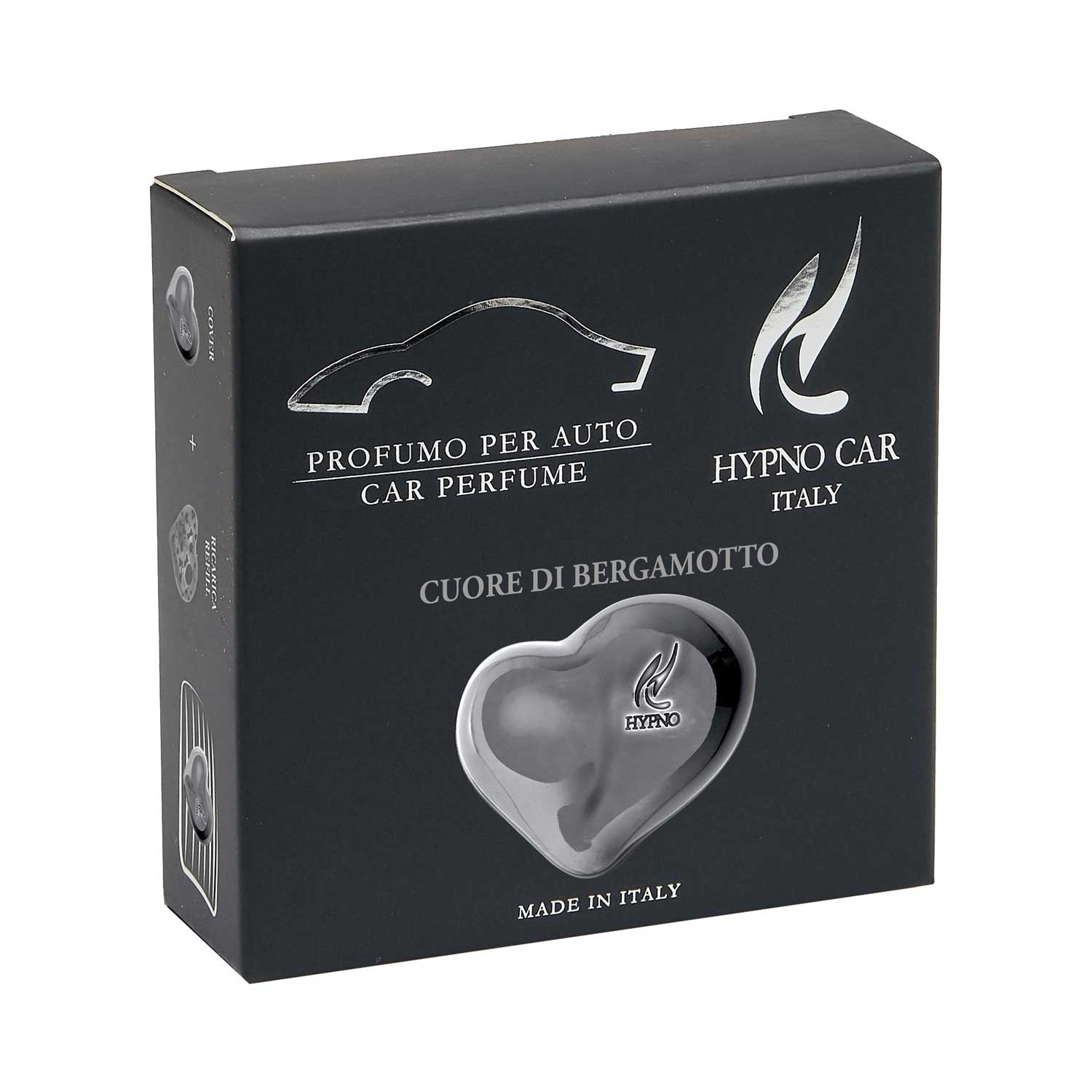 HYPNO CASA Profumatore Deodorante per Auto Luxury Cuore Grigio Cuore di Bergamotto