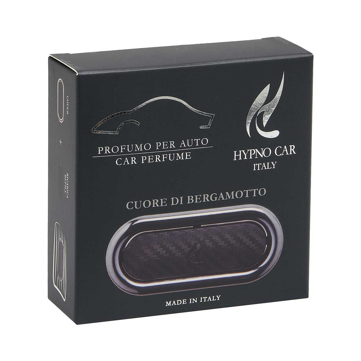 HYPNO CASA Profumatore Deodorante per Auto Argento Cuore di Bergamotto