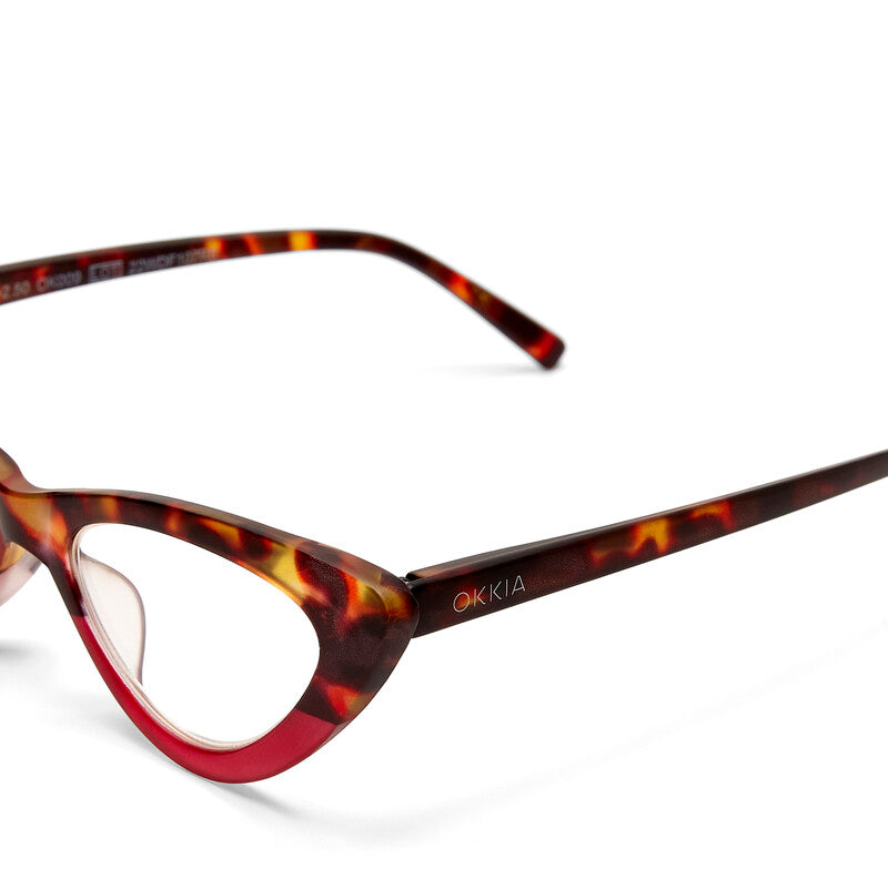 OKKIA Adriana Small Cat Eye Occhiali da Lettura Donna Avana Rosa +3.00