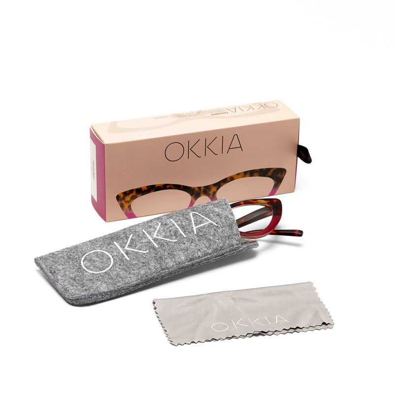 OKKIA Adriana Cat Eye Occhiali da Lettura Donna Avana Rosa +3.00
