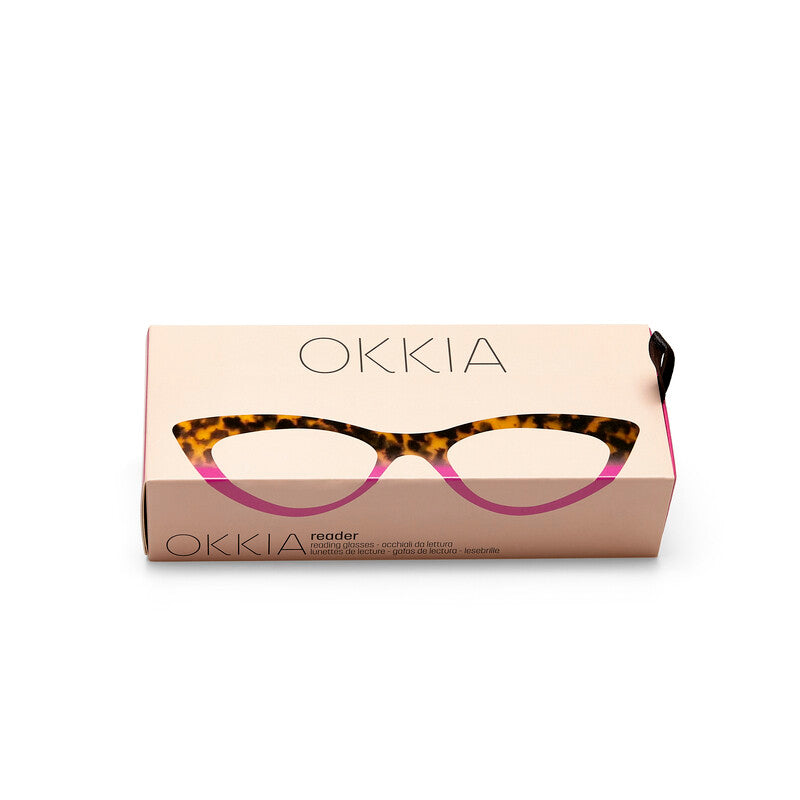 OKKIA Adriana Cat Eye Occhiali da Lettura Donna Avana Rosa +3.00