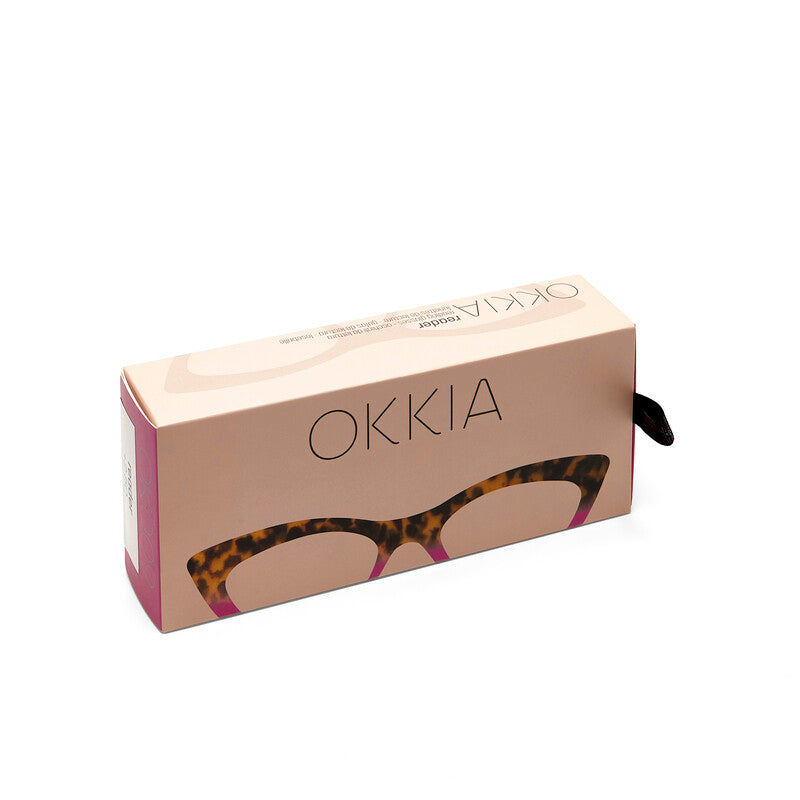 OKKIA Adriana Small Cat Eye Occhiali da Lettura Donna Avana Rosa +3.00
