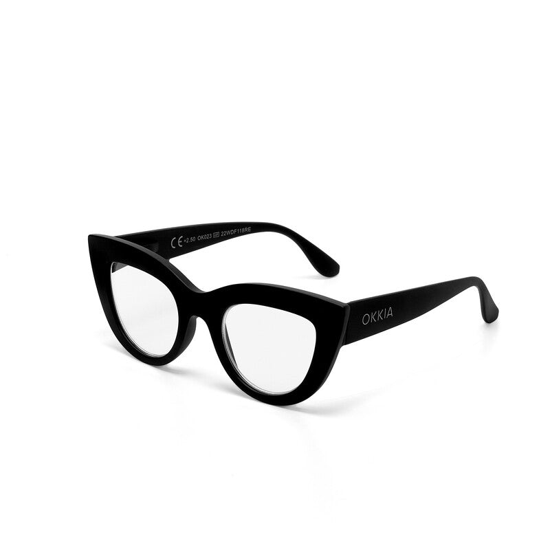 OKKIA Claudia Big Cat Eye Occhiali da Lettura Donna Nero +3.00