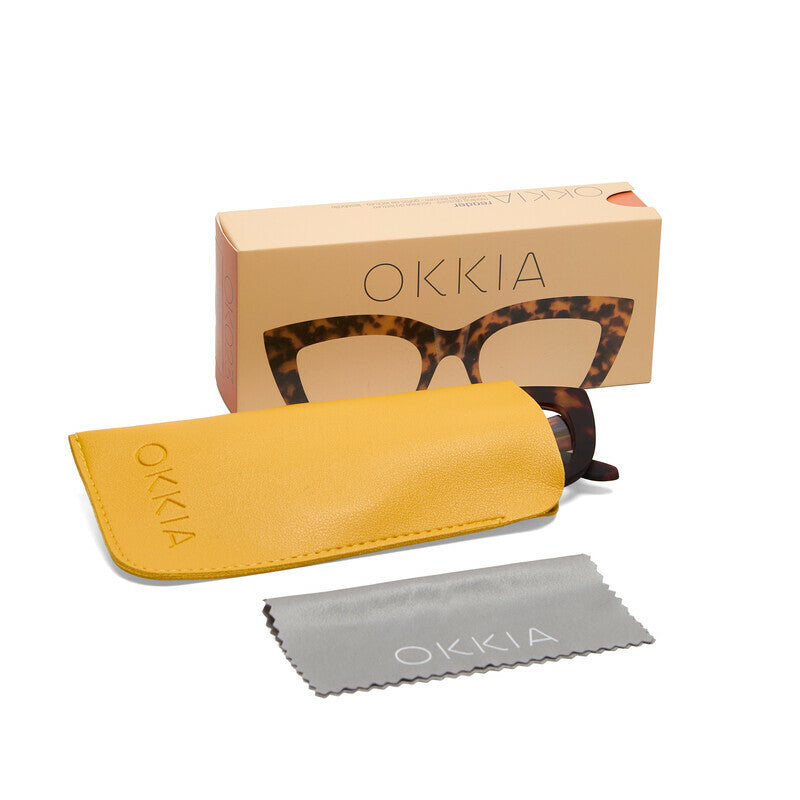 OKKIA Claudia Big Cat Eye Occhiali da Lettura Donna Avana +3.00