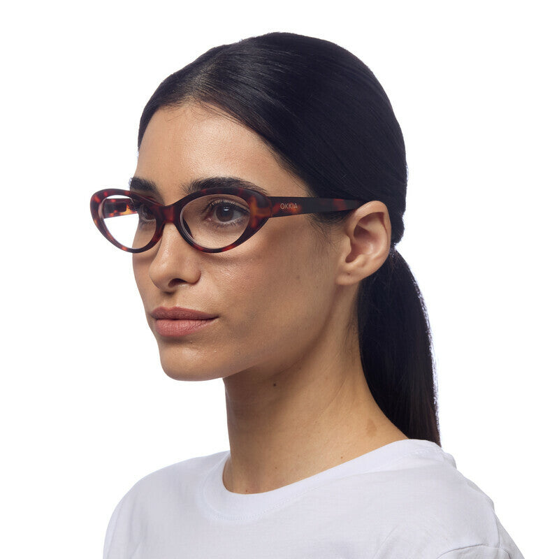 OKKIA Lina Small Cat Eye Occhiali da Lettura Donna Avana +3.00