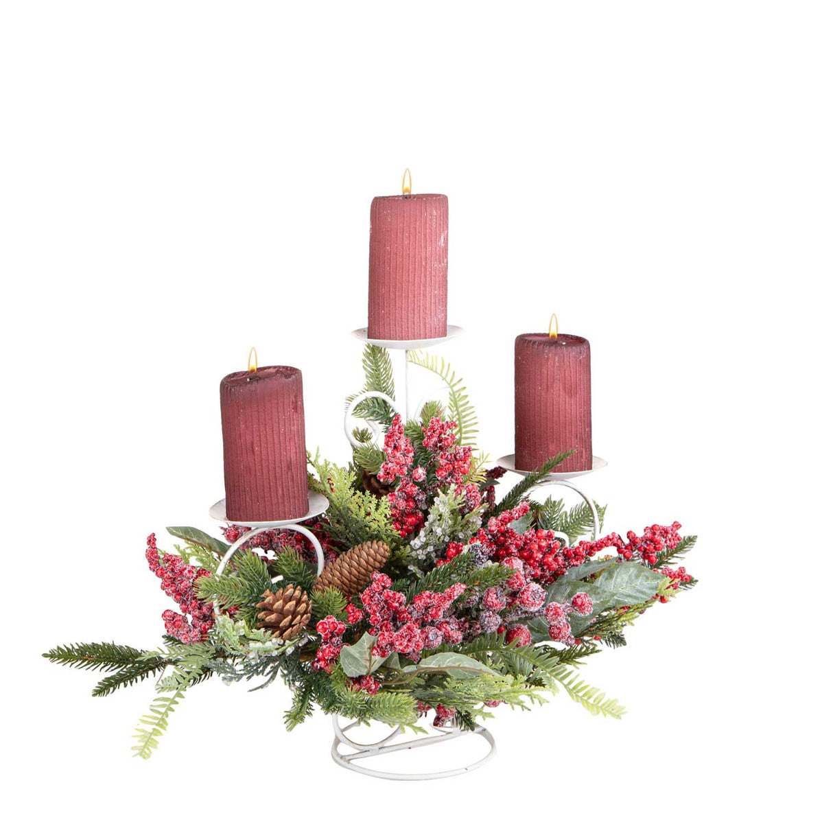 BIANCHI DINO Portacandele Natalizio con Fiori 52x38cm Metallo