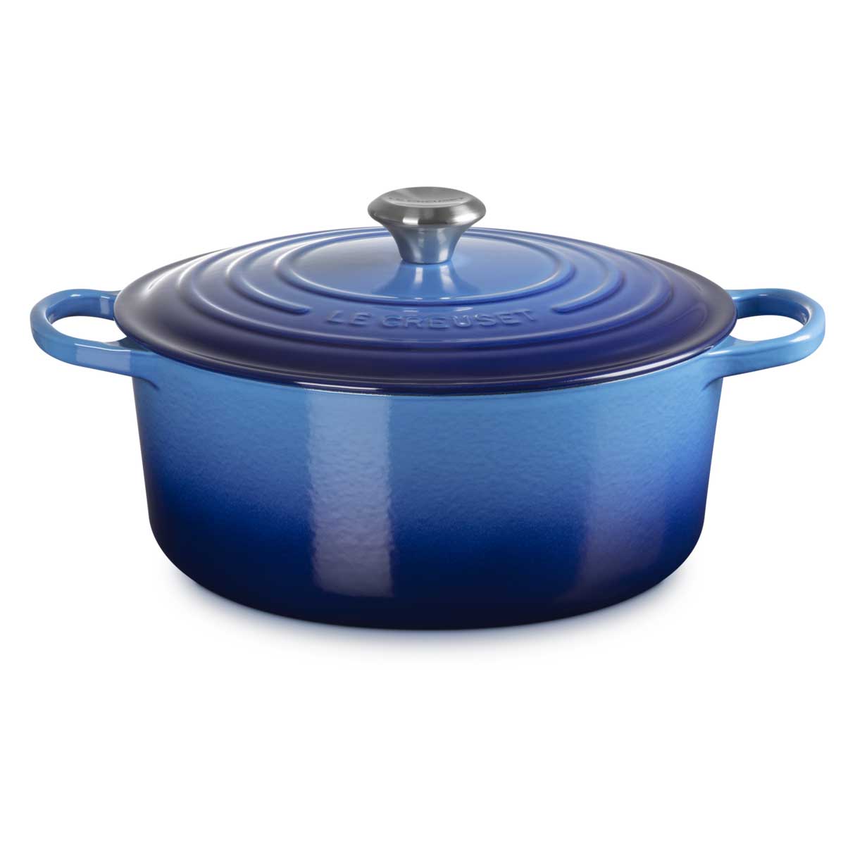 LE CREUSET Cocotte Rotonda Evolution 28cm Azure Blu Ghisa Vetrificata