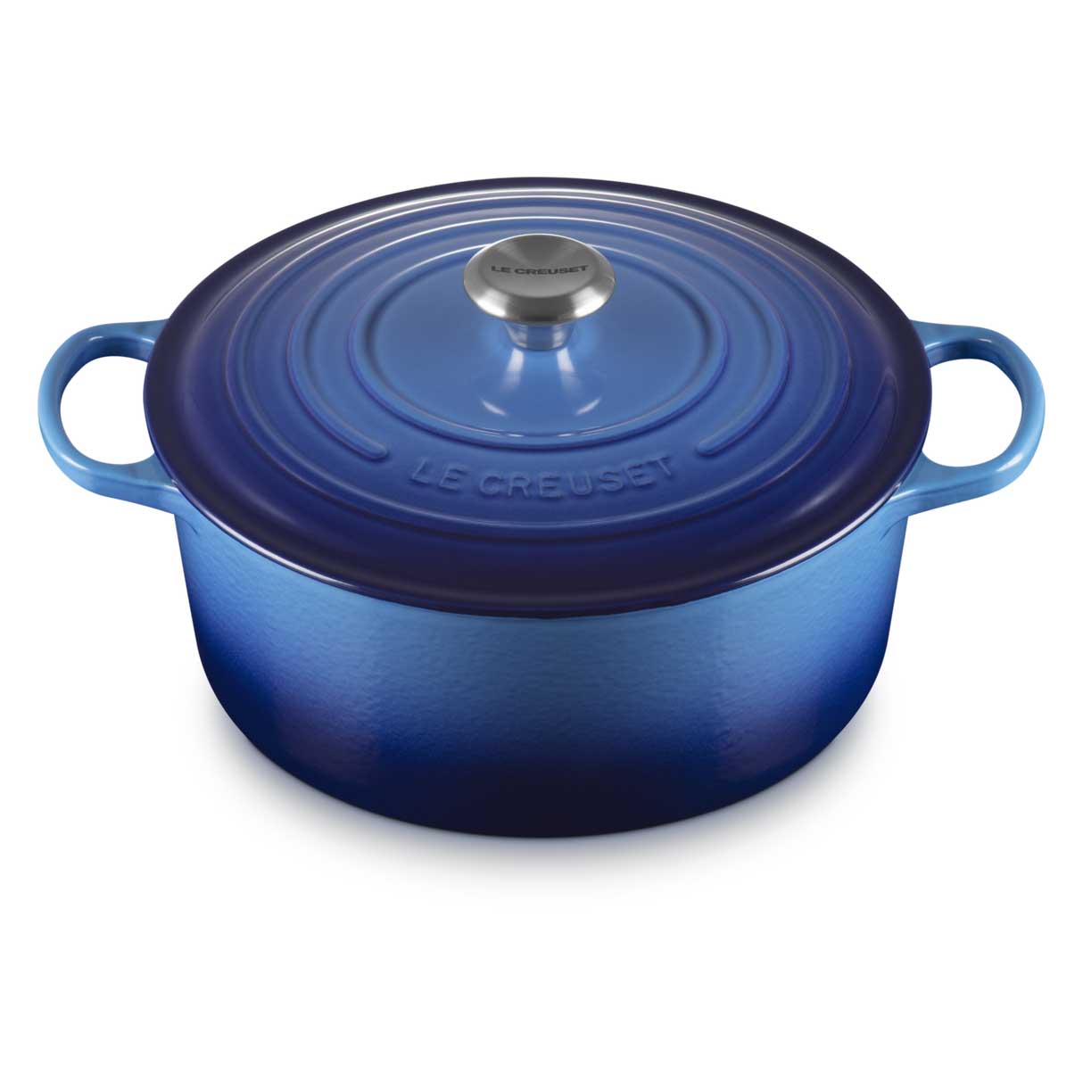 LE CREUSET Cocotte Rotonda Evolution 28cm Azure Blu Ghisa Vetrificata