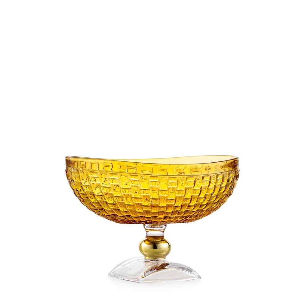 EMÒ ITALIA Le Charme Ciotola Alzata Decorativa Ambra 12,5x19,5cm Vetro