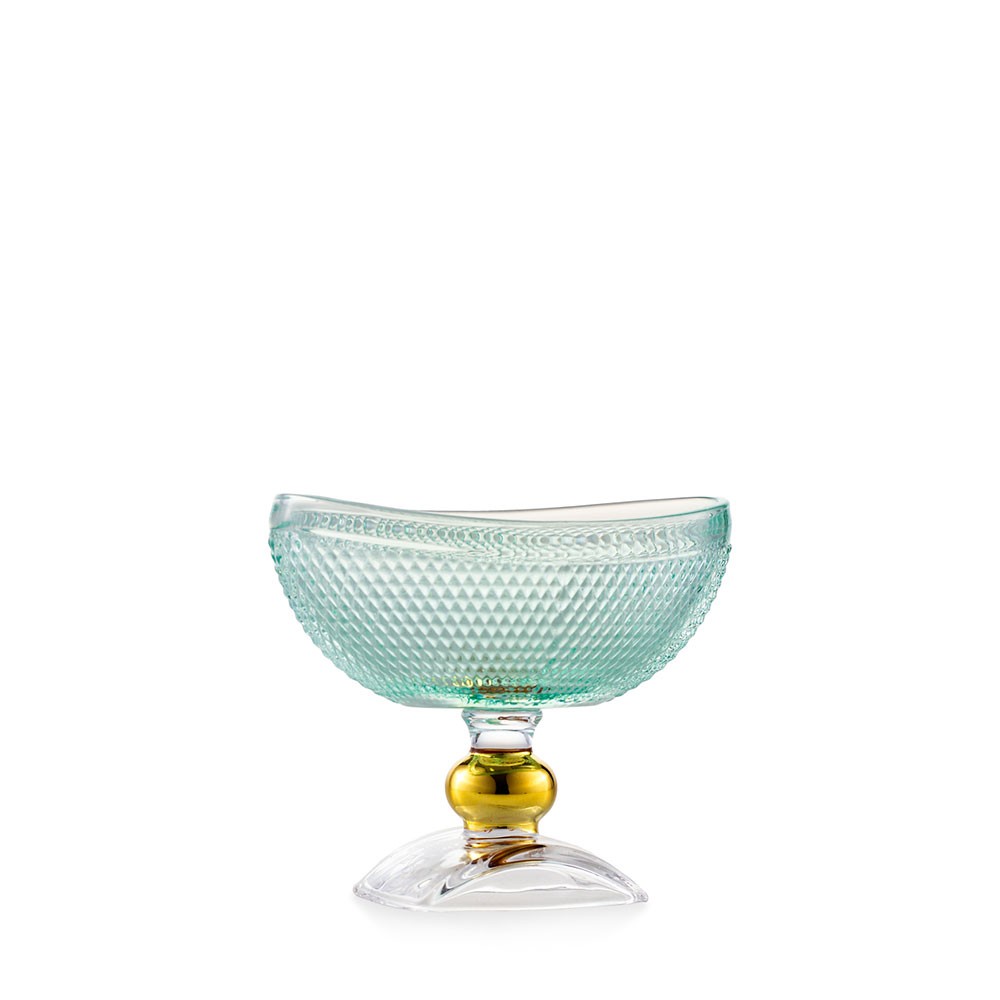 EMÒ ITALIA Le Charme Ciotola Alzata Decorativa Verde 12x14cm Vetro