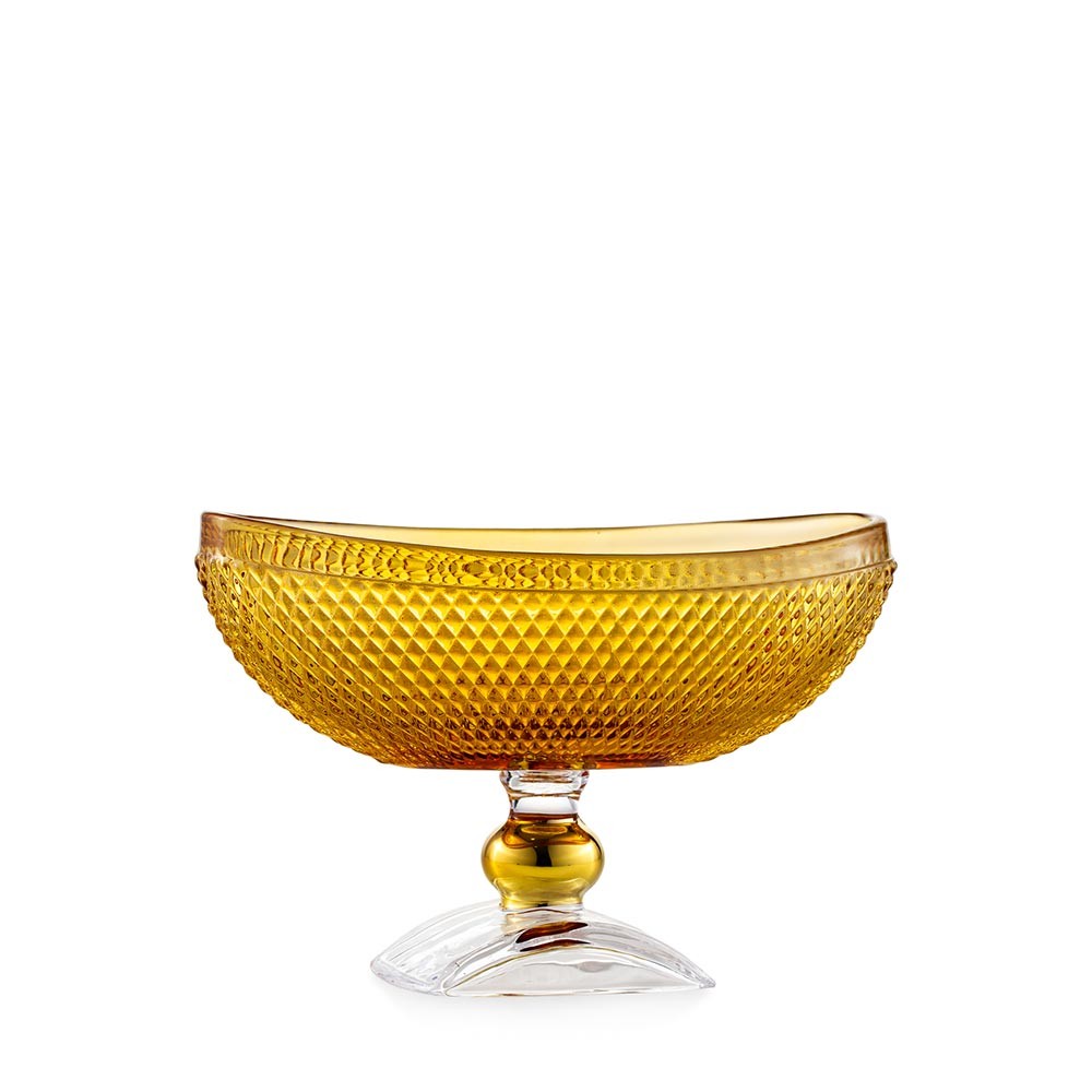 EMÒ ITALIA Le Charme Ciotola Alzata Decorativa Ambra 12,5x19,5cm Vetro