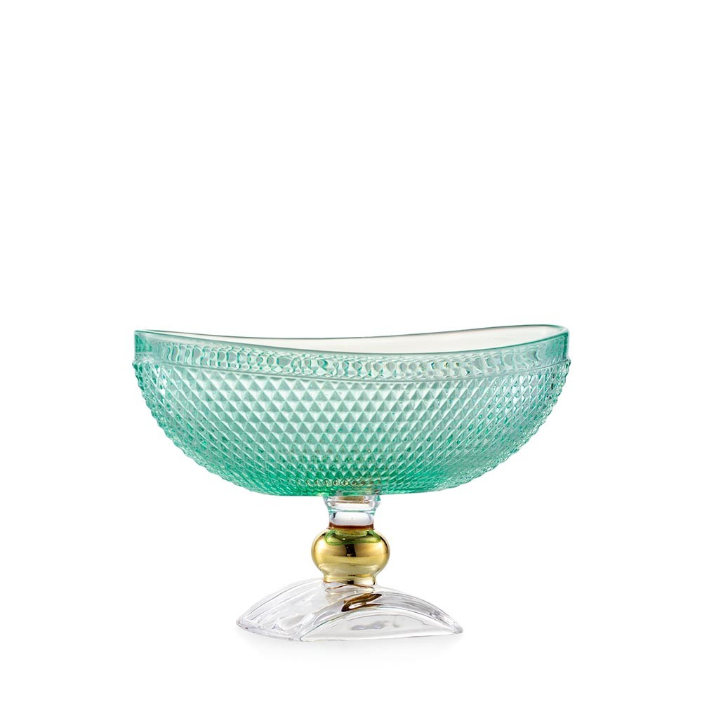 EMÒ ITALIA Le Charme Ciotola Alzata Decorativa Verde 12,5x19,5cm Vetro