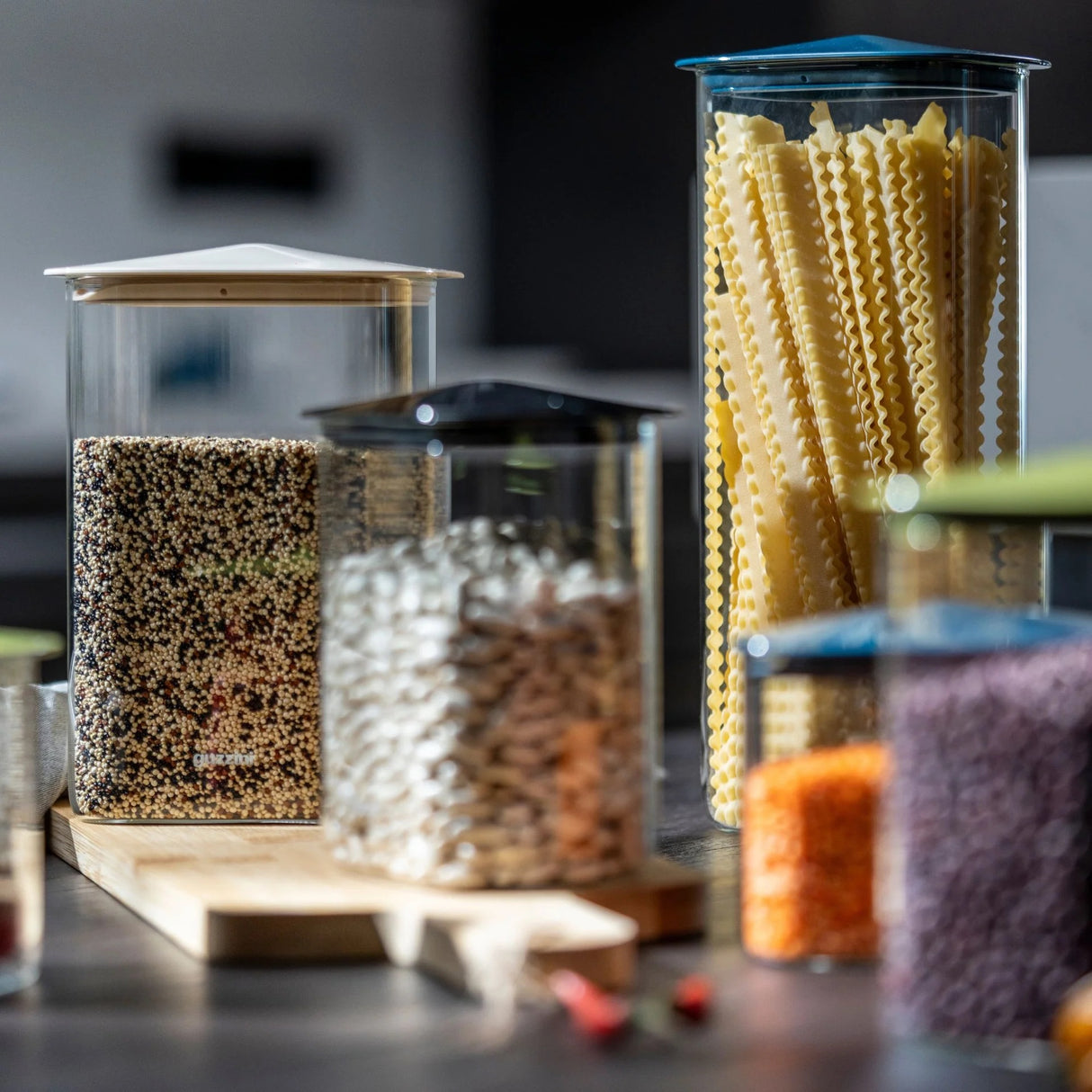 GUZZINI Barattolo Quadrato in Vetro M 1L Fresh & Style Nero