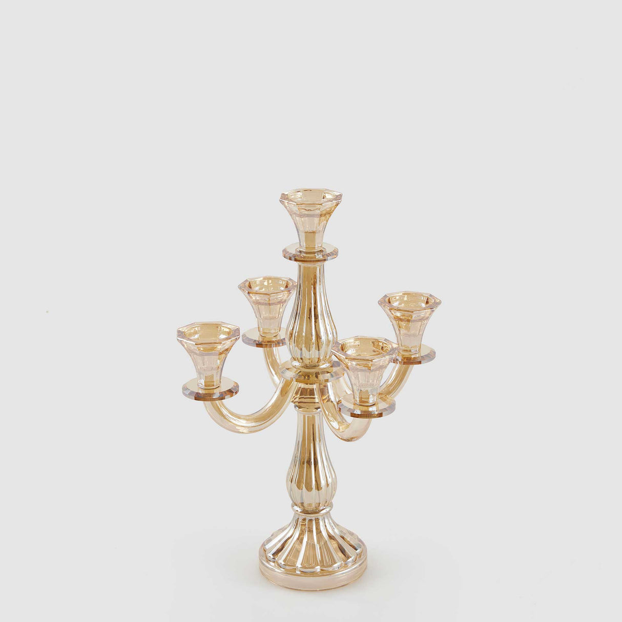 EDG Enzo De Gasperi Portacandela Crystal Sinuoso 35x19cm Ambra Vetro
