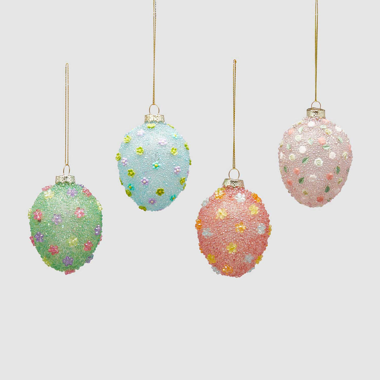 EDG Enzo De Gasperi Uovo di Pasqua da Appendere con Fiori 8cm in Vetro Rosso