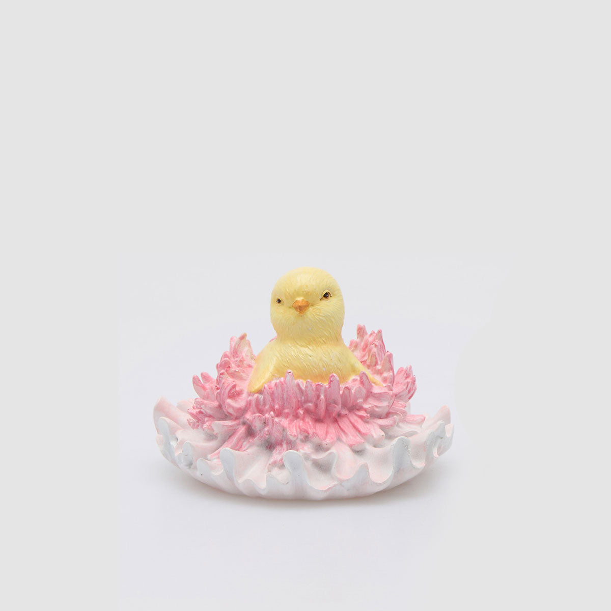 EDG Enzo De Gasperi Decorazione di Pasqua Pulcino in Fiore Rosa 9cm in Poliresina