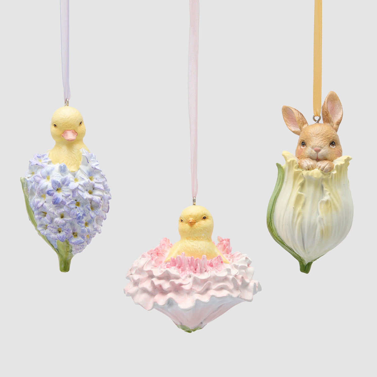 EDG Enzo De Gasperi Decorazione di Pasqua in Poliresina Coniglietto in Fiore da Appendere 11cm