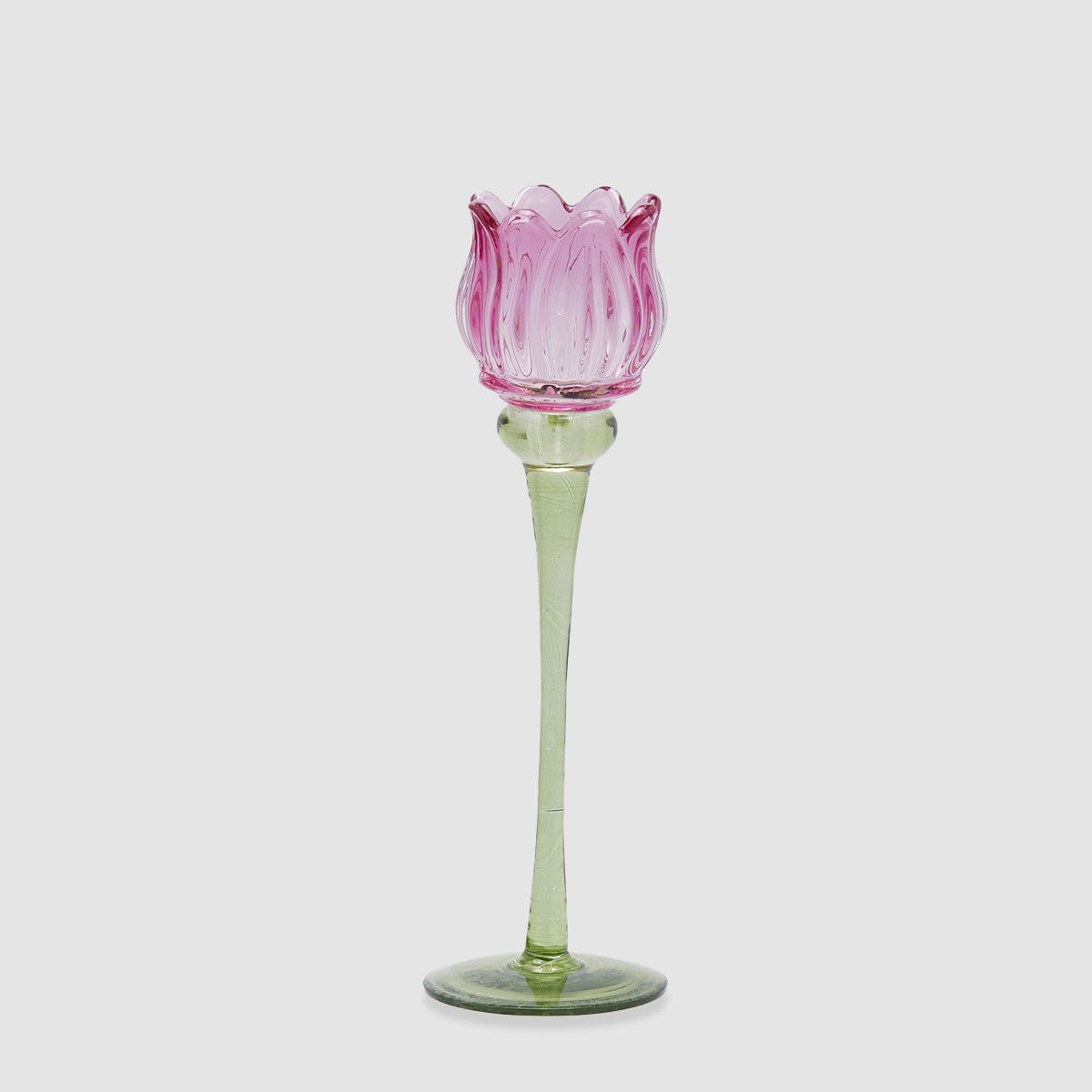 EDG Enzo De Gasperi Portacandela Tulipano 28x8cm Magenta in Vetro