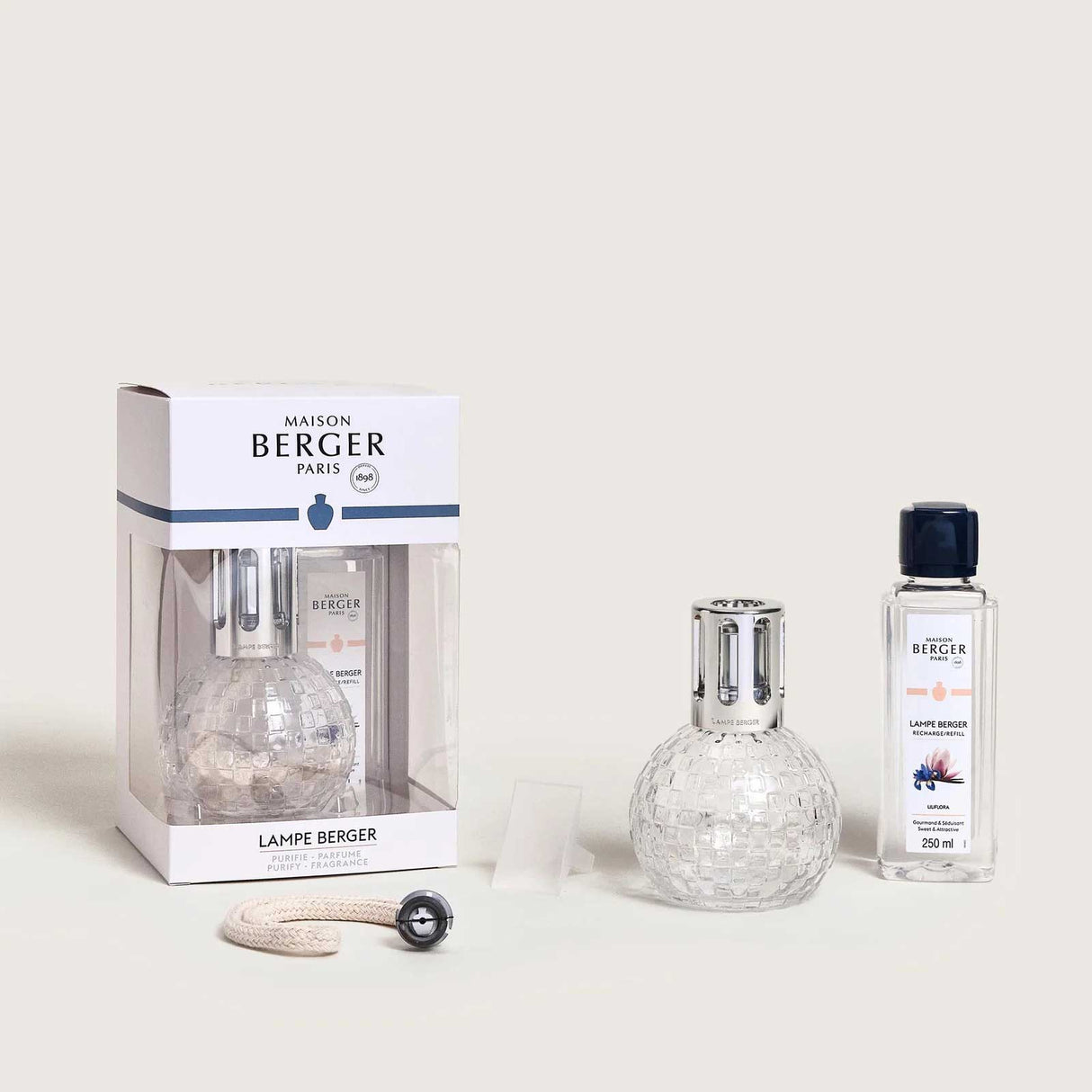 LAMPE BERGER Lampada Catalitica Cofanetto Disco Trasparent con Flacone 250ml Liliflora