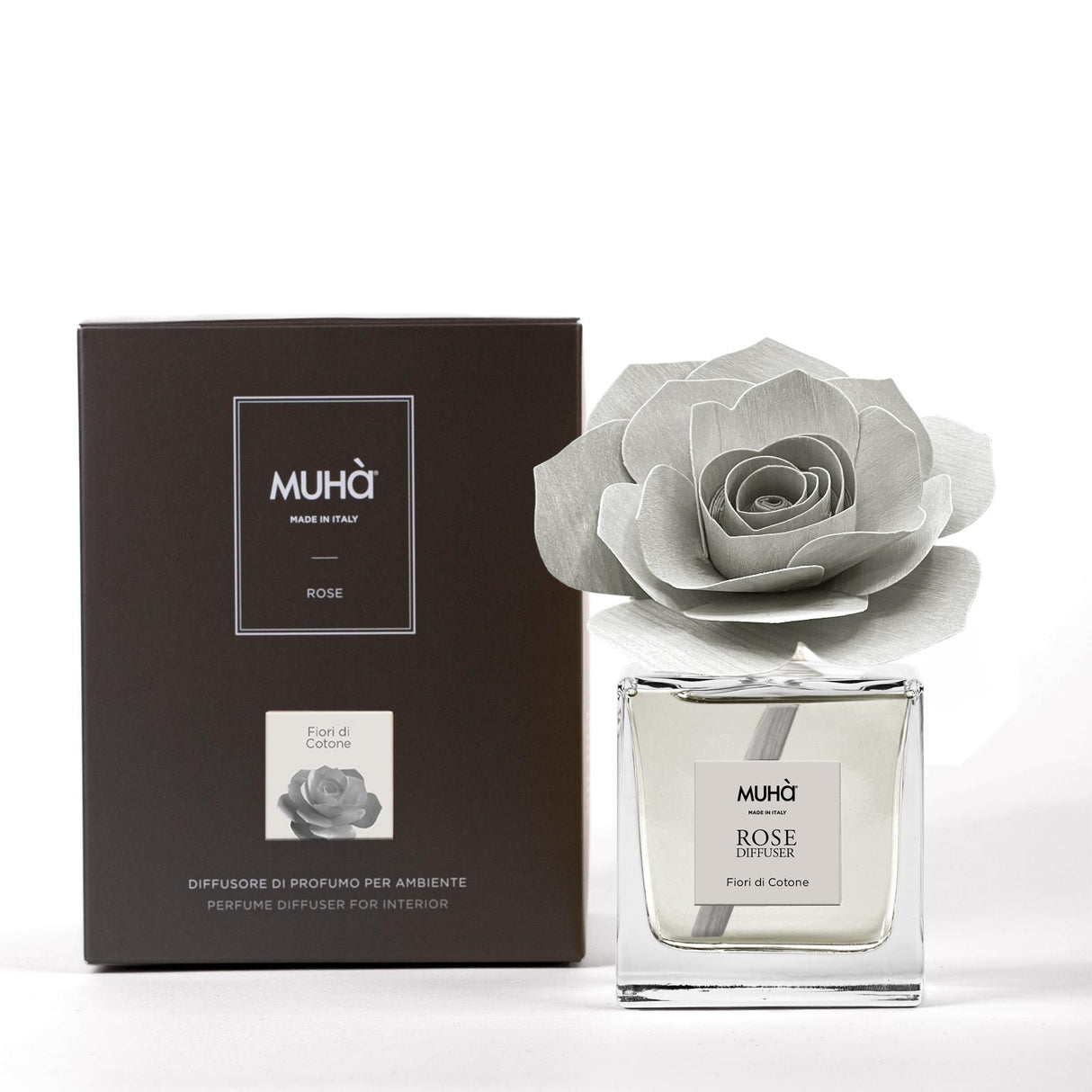 MUHA' Profumatore D'Ambiente Diffusore Rosa 100ml Fiori di Cotone