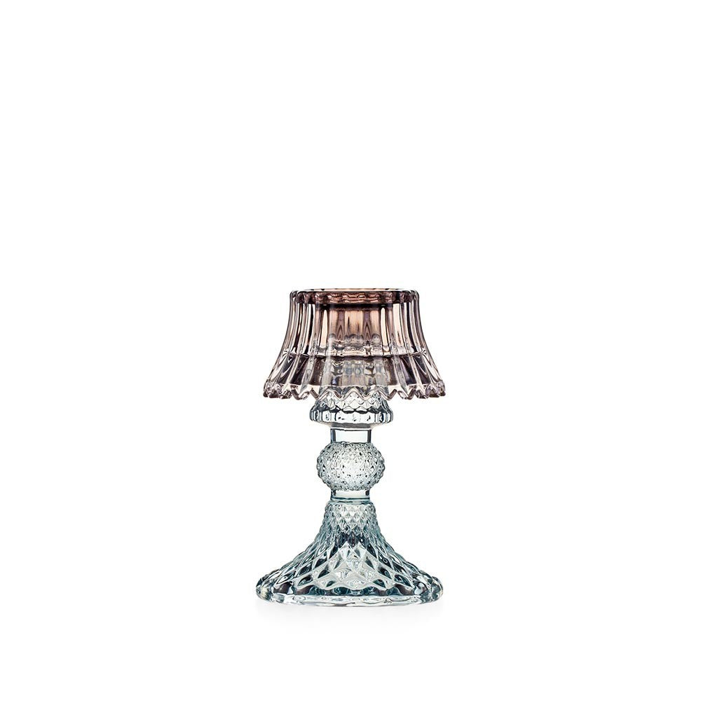 EMÒ ITALIA Atena Candeliere Piccolo Celeste in Vetro con Paralume Fango 13cm