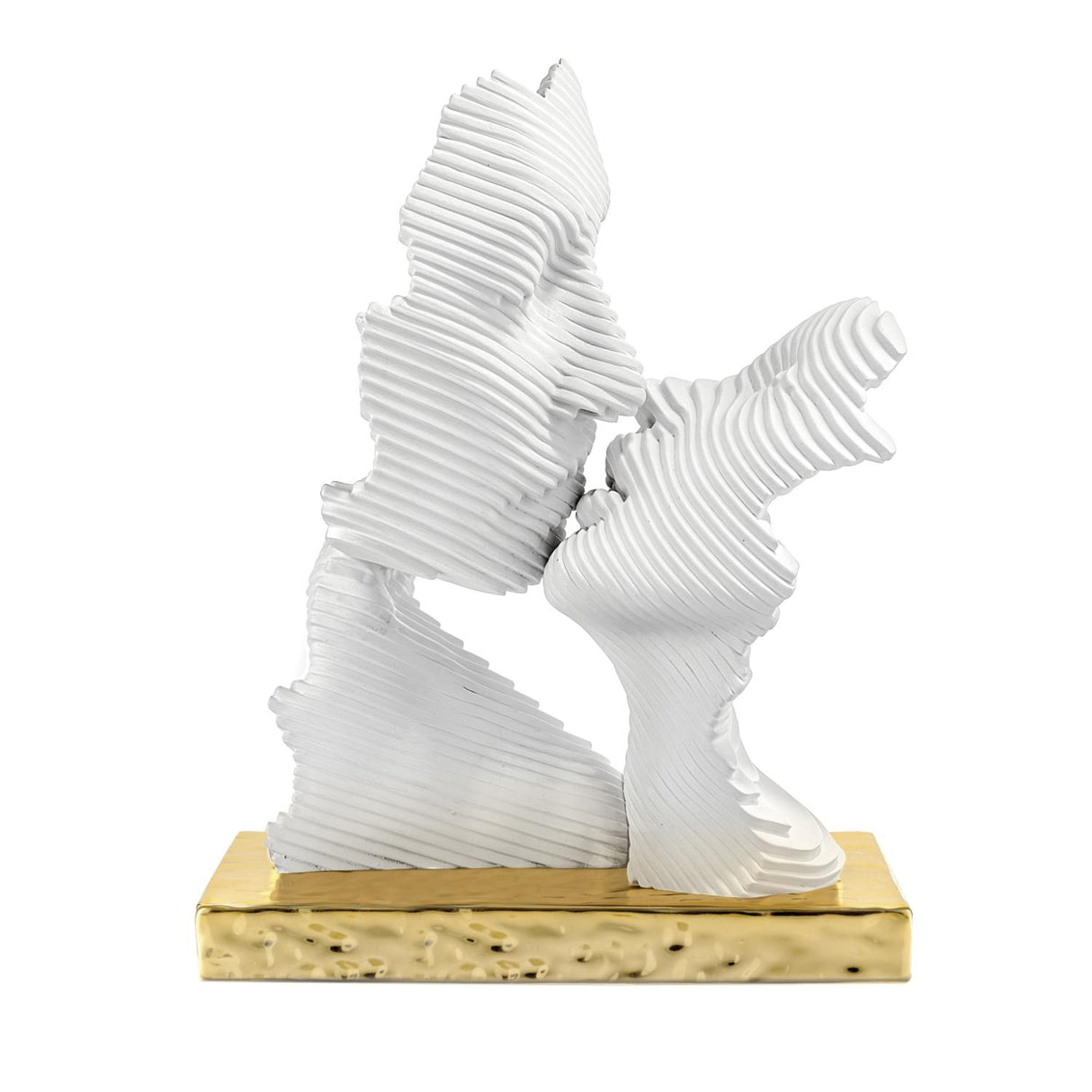 Scultura Bacio Bongelli Preziosi in resina finitura oro 15x16 cm