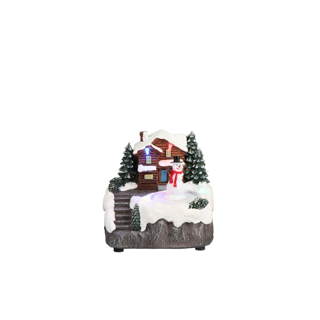 Villaggio di Natale Timstor animato con pupazzo di neve e luci LED 13,5 cm