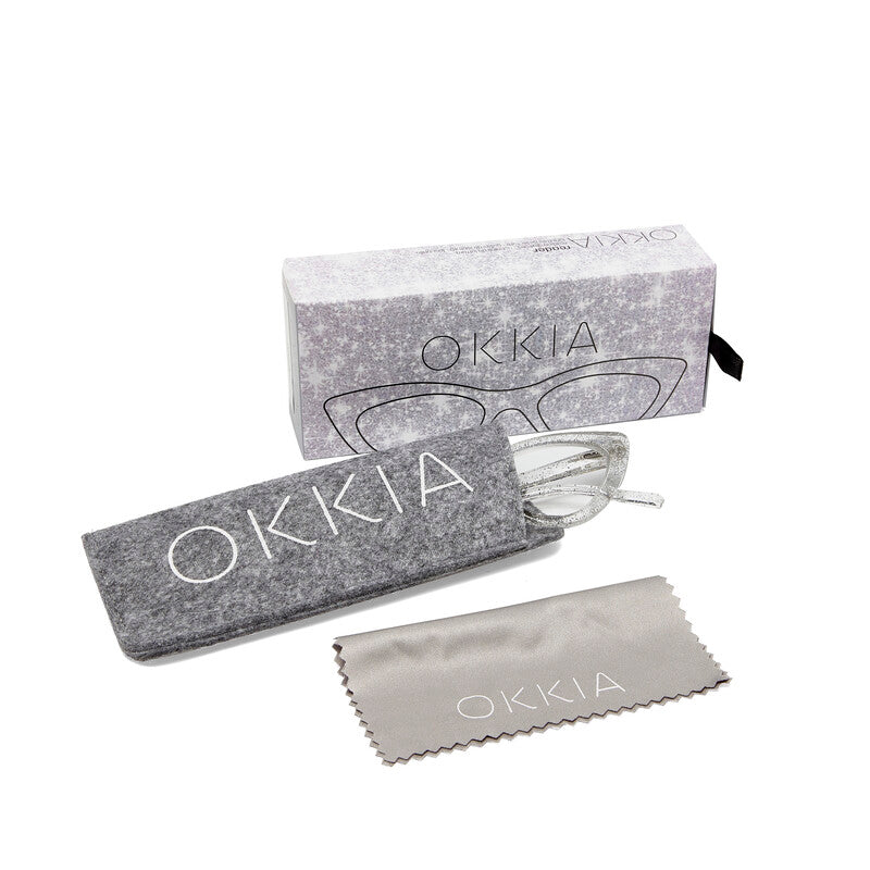 OKKIA Adriana Small Cat Eye Occhiali da Lettura Donna Glitter +2.00