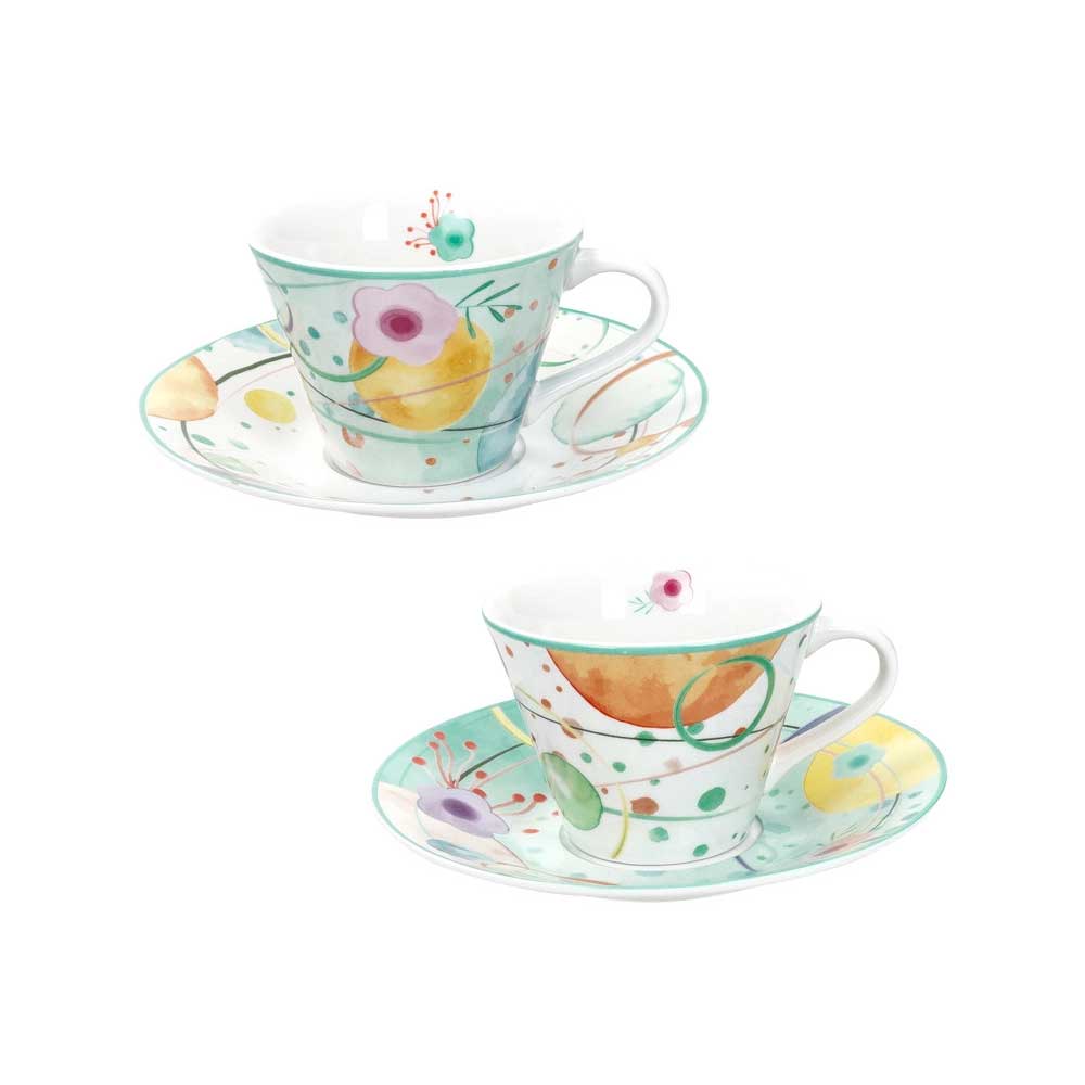 BRANDANI Tazza The' Bollicine Set 2 Pezzi Porcellana 200ml