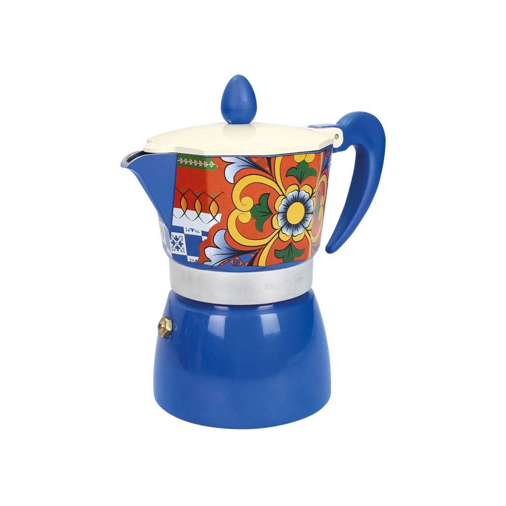 BRANDANI Caffettiera Rosalia Blu 3 Tazze Alluminio