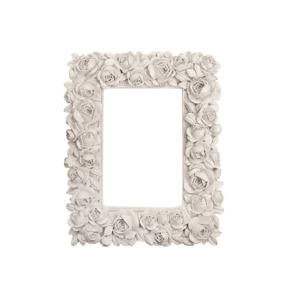 BRANDANI Portafoto Rose Avorio Interno 10x15cm Poliresina