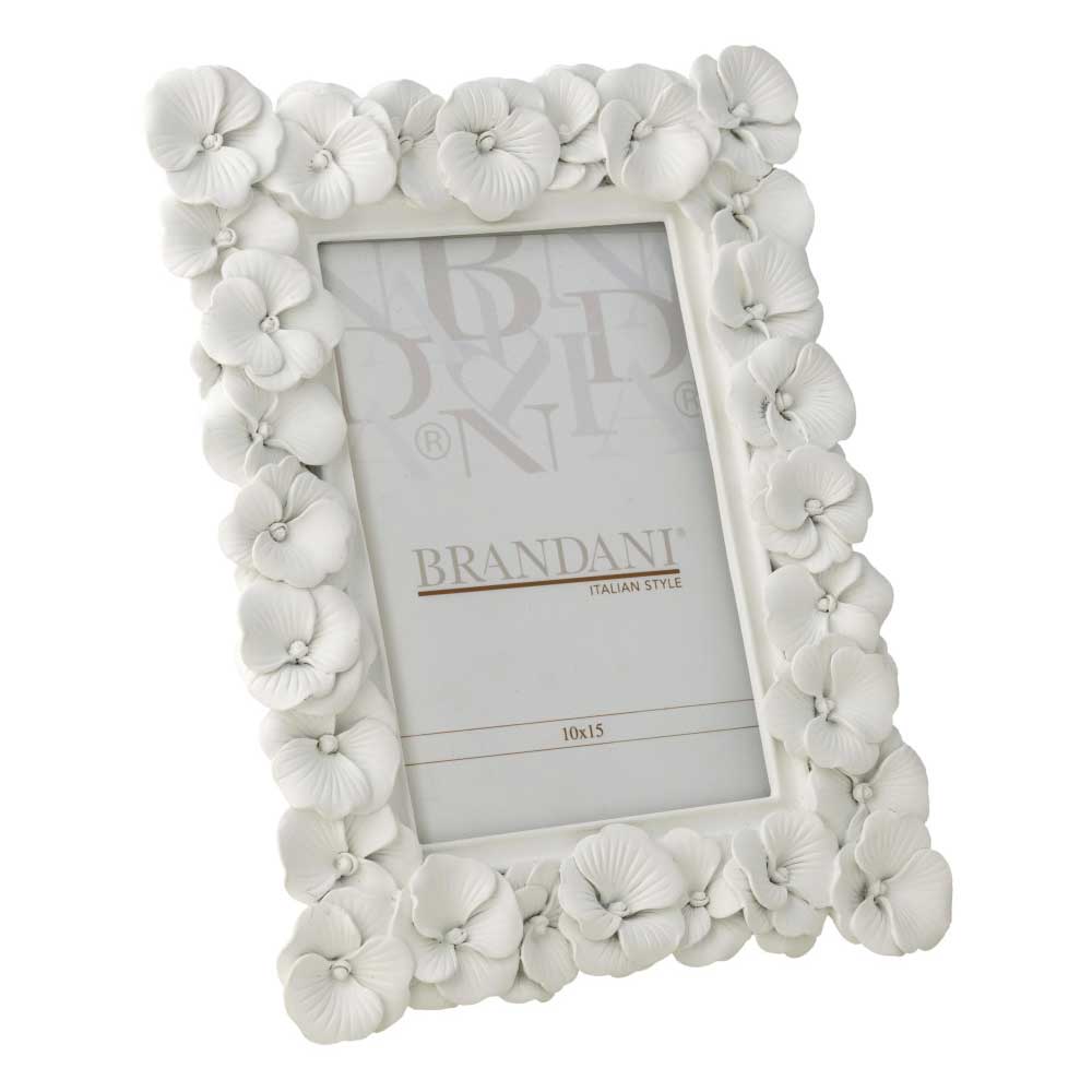 BRANDANI Portafoto Primula Bianco Poliresina Interno 10x15cm