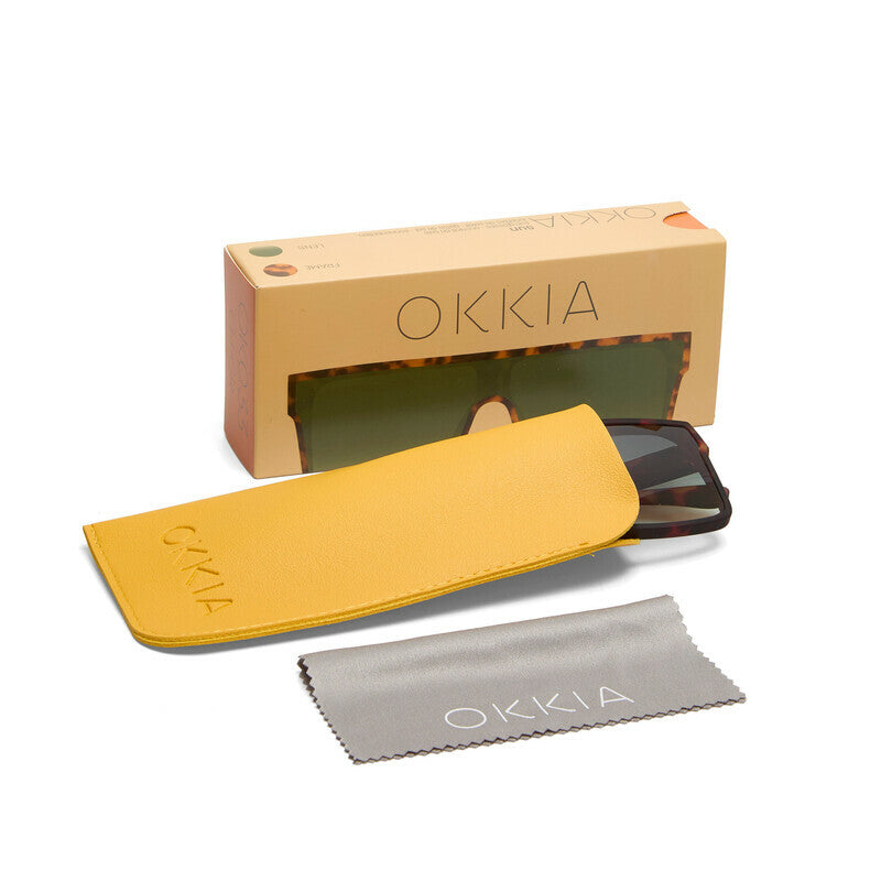 OKKIA Tokyo Occhiali da Sole Unisex Squadrato Avana Verde