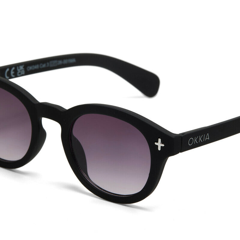 OKKIA Milano Occhiali da Sole Unisex Rotondo Nero