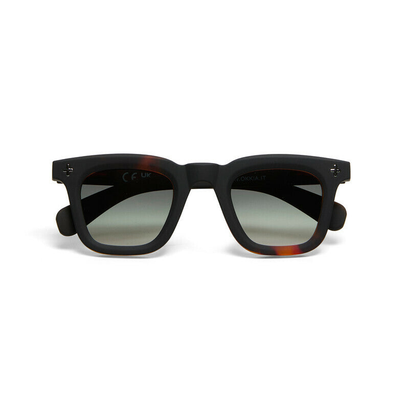 OKKIA Firenze Occhiali da Sole Unisex Rotondo Avana Nero Lenti Verdi