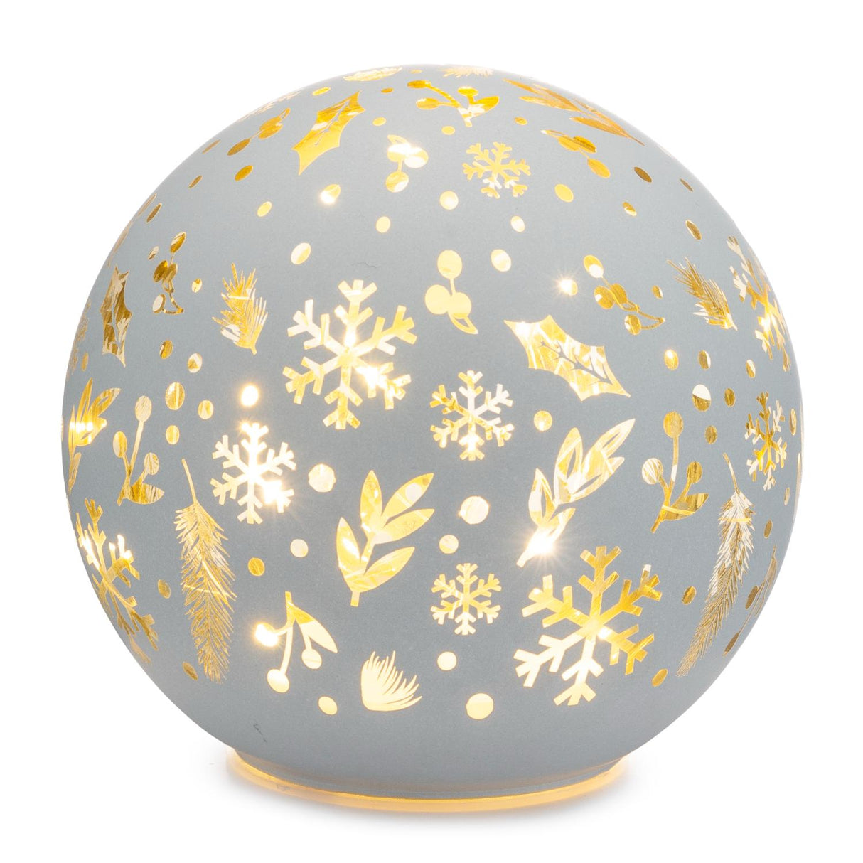 PALAIS ROYAL Palla di Natale Bianca con LED Decorazione Natalizia 15cm Vetro