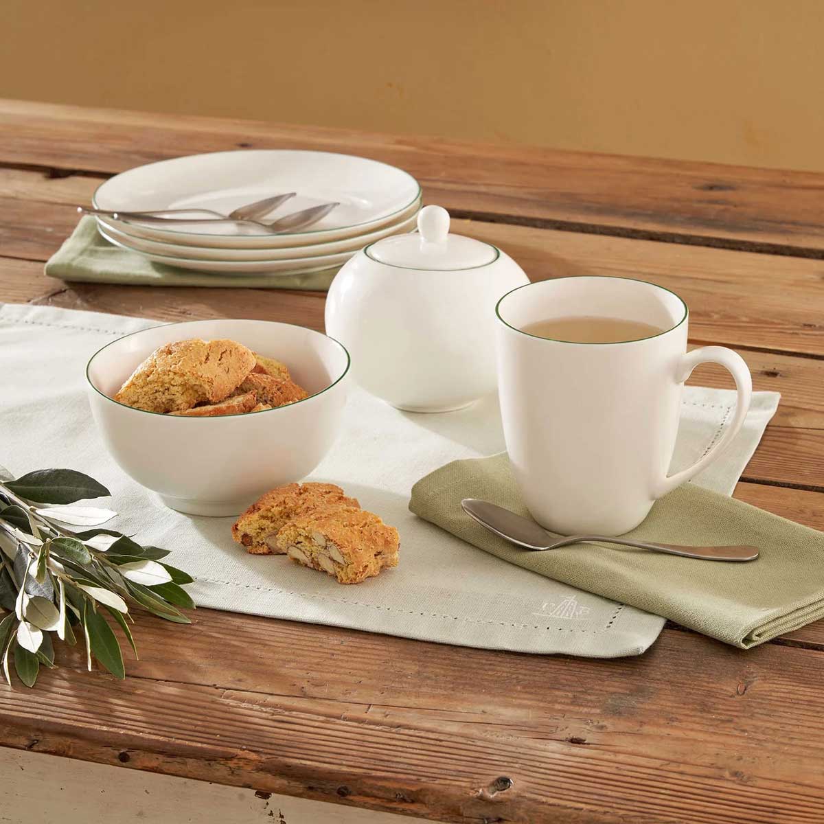 LA PORCELLANA BIANCA Dintorno Tazza MUG 450ml Porcellana Bianco Bordo Verde