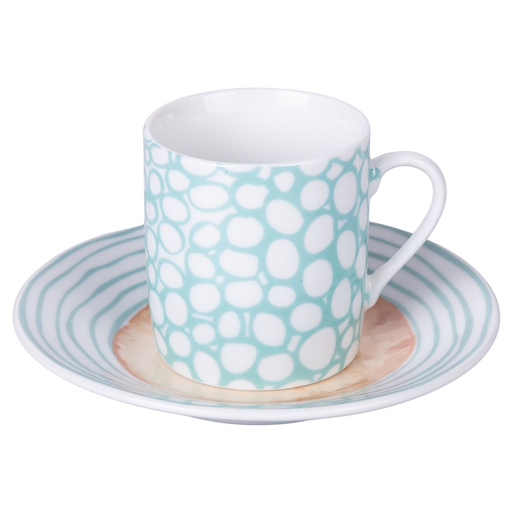 VILLA D'ESTE HOME TIVOLI Marea Tazza Caffè con Piattino Set 6 Tazzine 100ml Porcellana