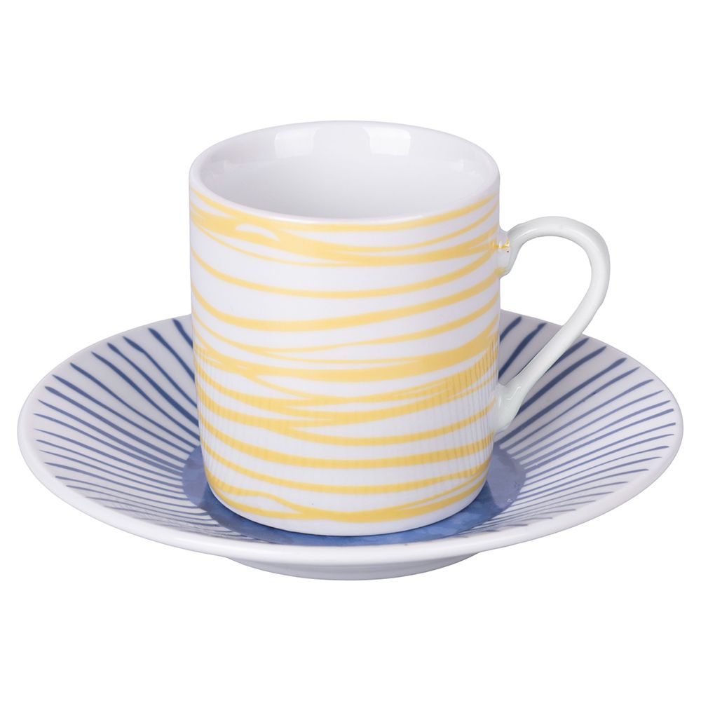 VILLA D'ESTE HOME TIVOLI Marea Tazza Caffè con Piattino Set 6 Tazzine 100ml Porcellana