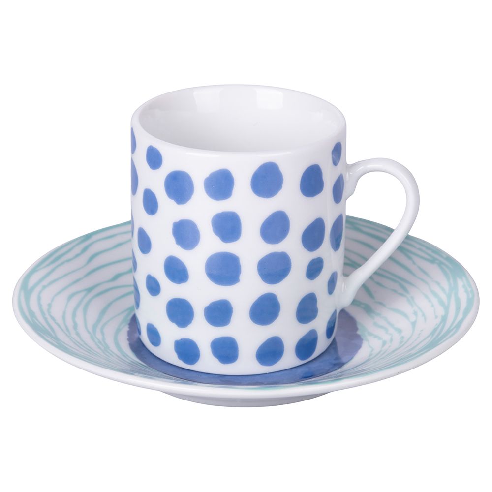 VILLA D'ESTE HOME TIVOLI Marea Tazza Caffè con Piattino Set 6 Tazzine 100ml Porcellana