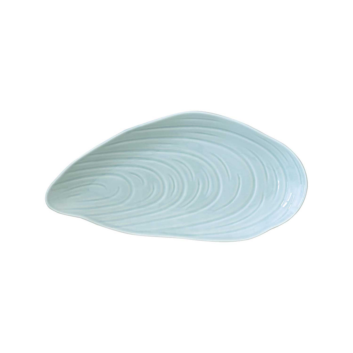 Piatto da portata Easy Life a forma di conchiglia in porcellana azzurra 32cm