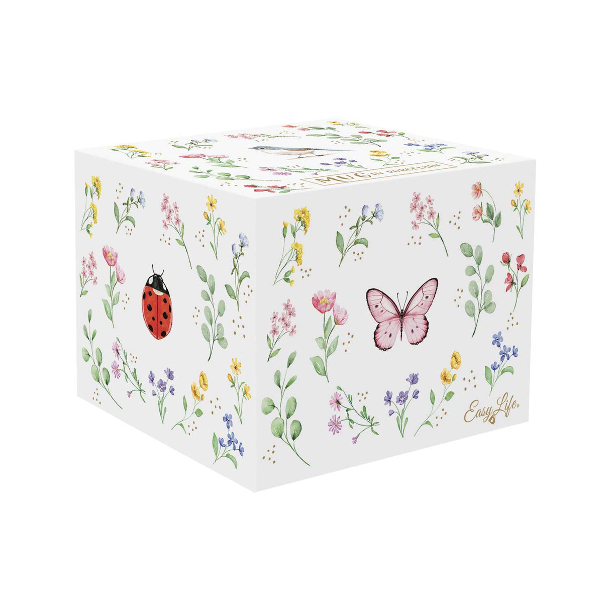 EASY LIFE Tazza in Porcellana 400ml in Color Box Fancy Garden Coccinella