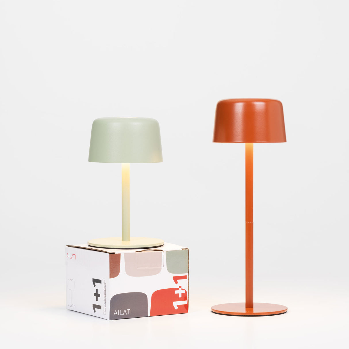 ZAFFERANO Ailati 1+1 Lampada da Tavolo Ricaricabile LED 25/14cm Nero in Metallo