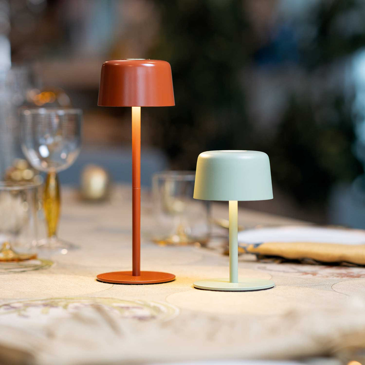 ZAFFERANO Ailati 1+1 Lampada da Tavolo Ricaricabile LED 25/14cm Terracotta in Metallo